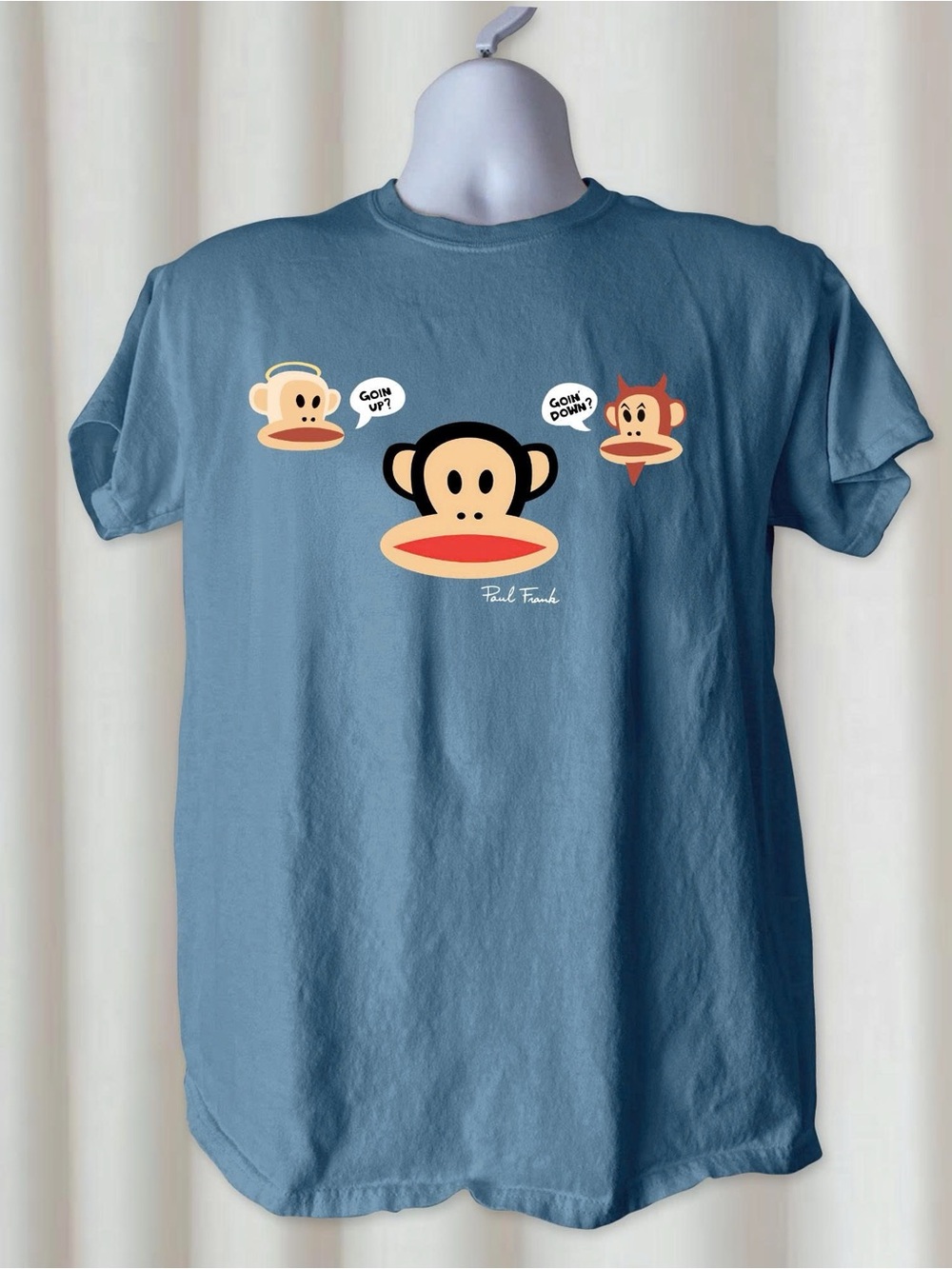 Gildan Blue Short-Sleeve Tee with Playful Monkey Faces